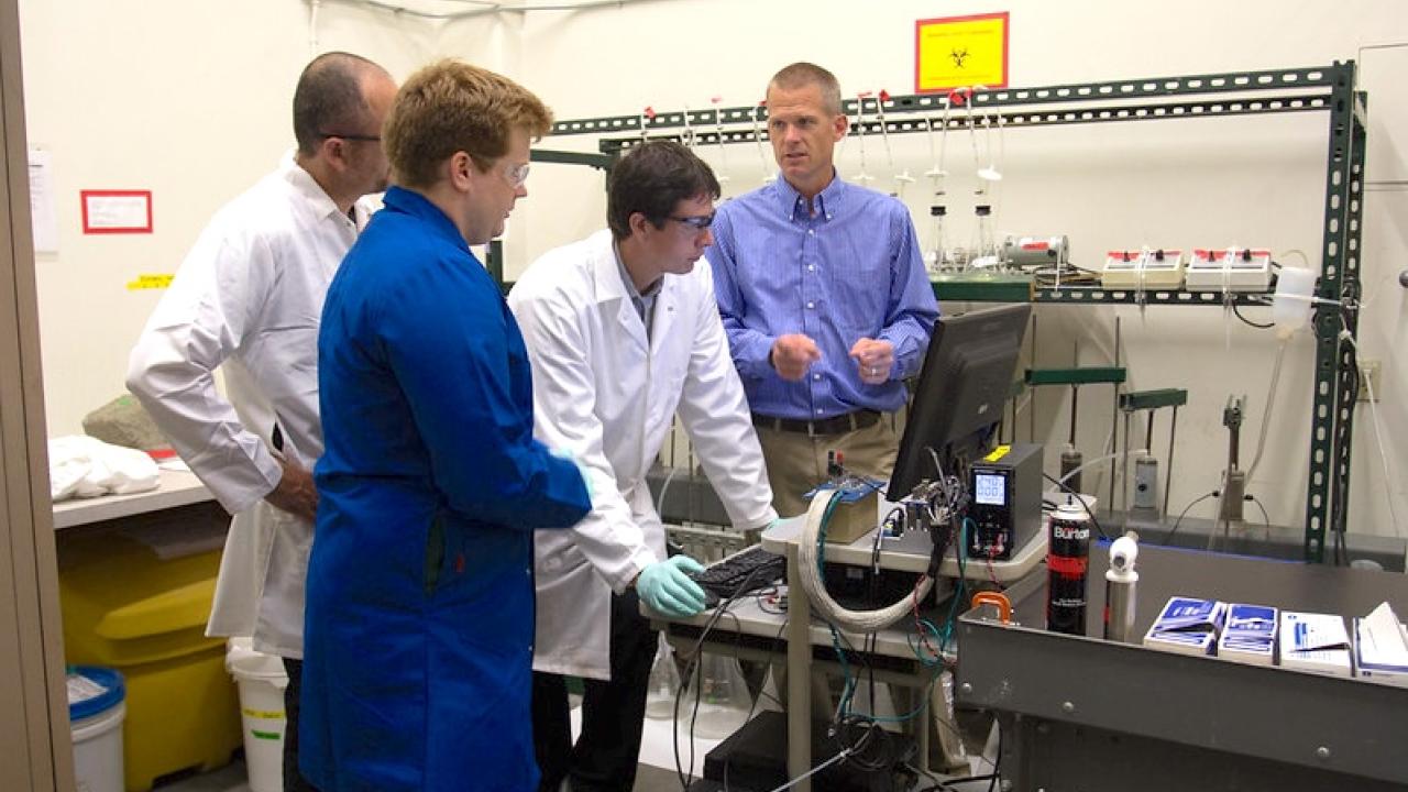 Students attending lab
