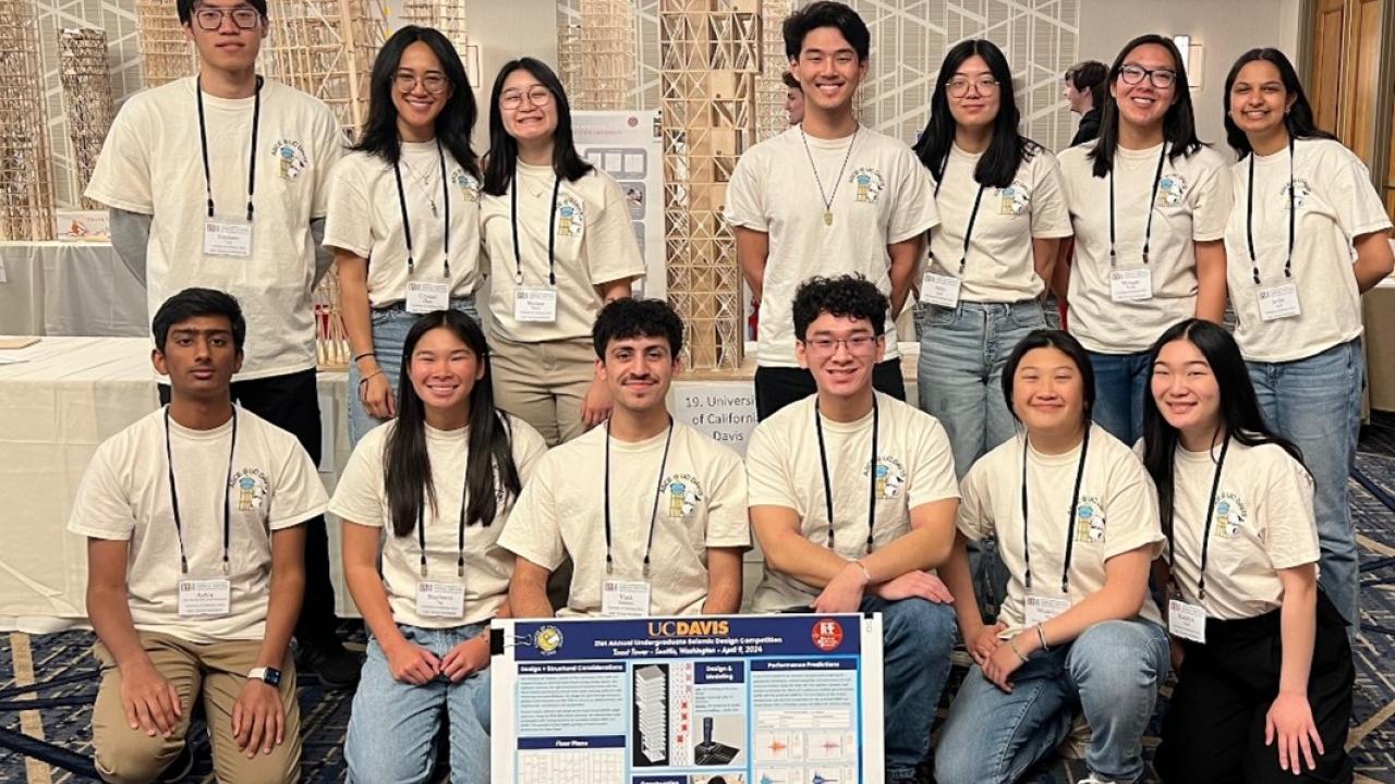 Team photo of the students who participated in the EERI Undergraduate Seismic Competition