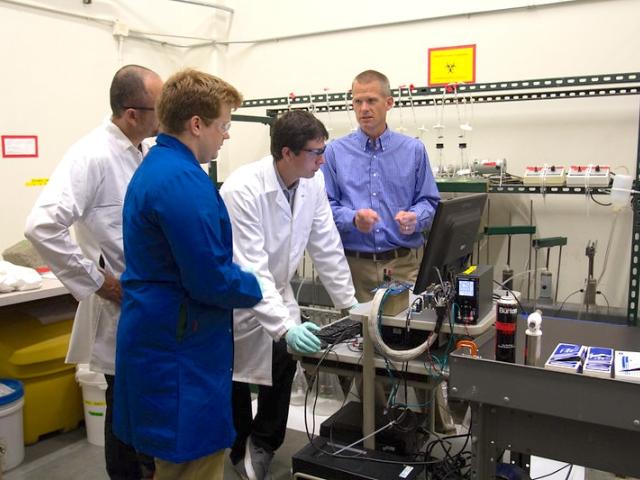 Students attending lab
